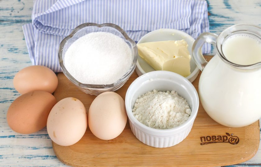 1. Этап. Заварной крем на маргарине: Подготовьте указанные ингредиенты.