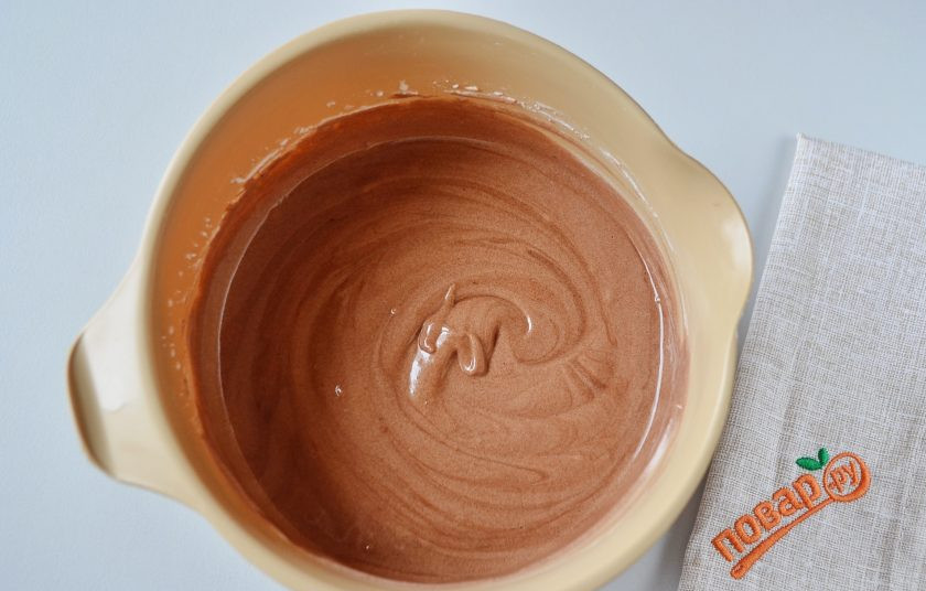 1. Этап. Торт 3 шоколада: 19. Первый слой с черным шоколадом готов.