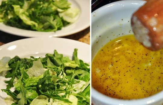 1. Этап. Салат из консервированного тунца: 2. Листья салата вымойте, обсушите и выложите на тарелку для подачи. Сверху - фасоль. Для приготовления заправки соедините в небольшой мисочке оливковое масло, сок лимона, соль, перец и пропущенный через пресс чеснок.