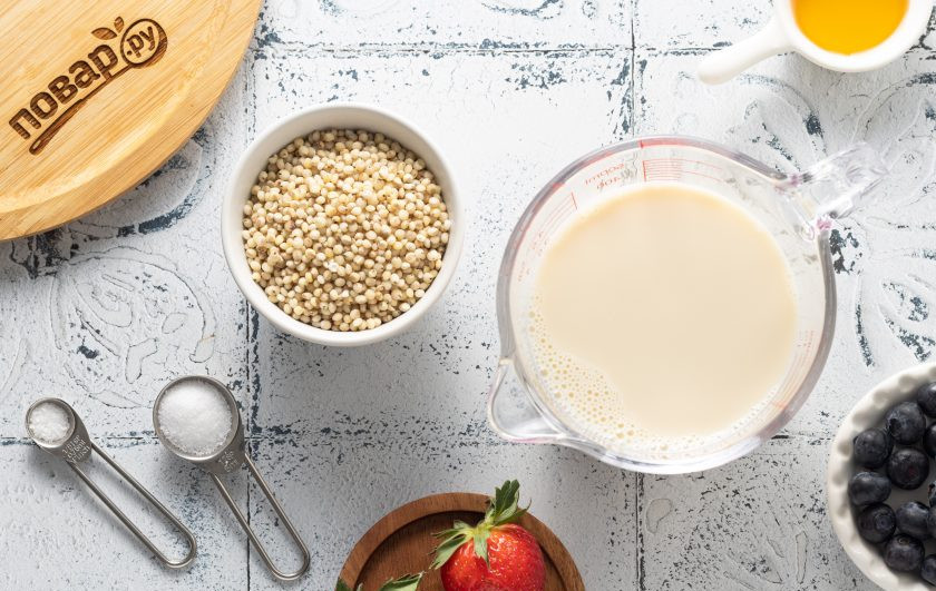 1. Этап. Каша из сорго: Подготовьте все ингредиенты.