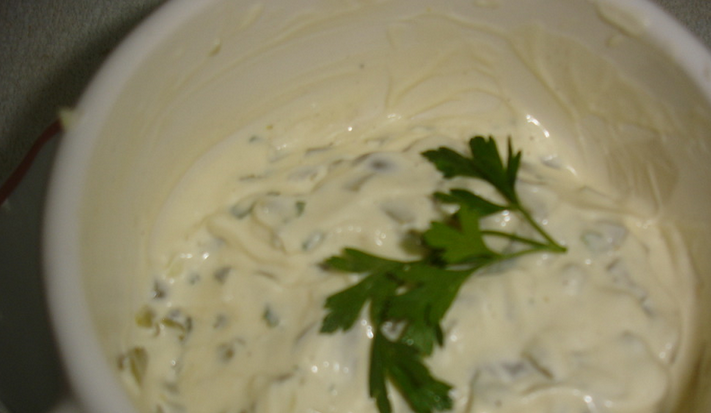 1. Этап. Рыба под соусом Тартар: Приготовим соус 