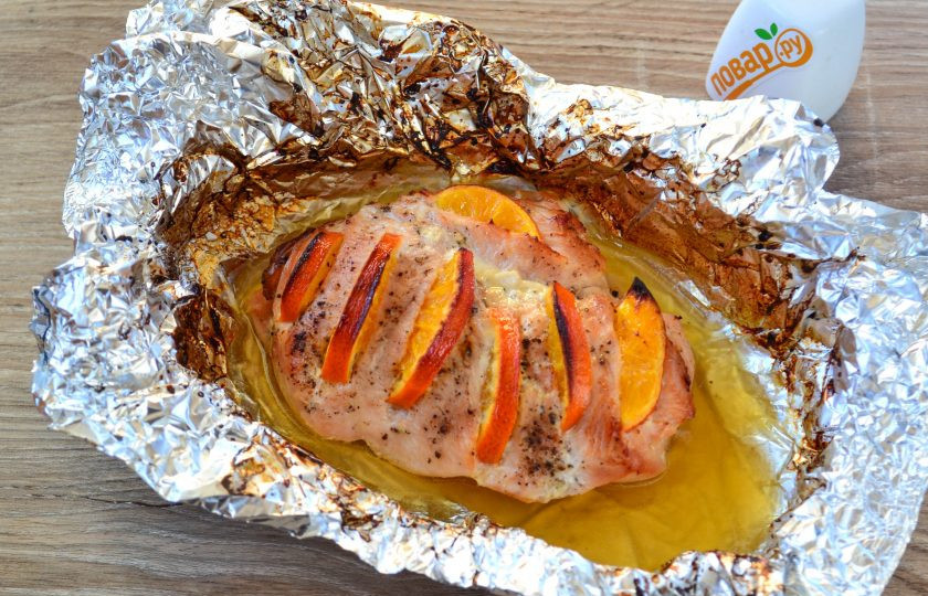 1. Этап. Индейка с мандаринами: Филе индейки с мандаринами готово.