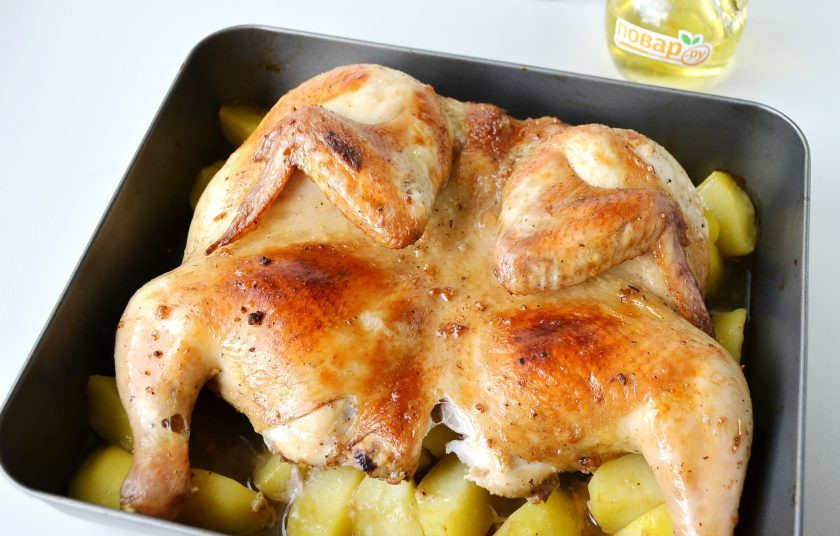 1. Этап. Курица с медом: 5. Запекайте курицу в горячей духовке при 240 градусах минут 45-50. Время и мощность подстраивайте под свою духовку.