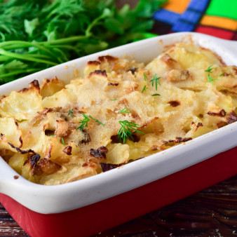 Капустная запеканка с грибами