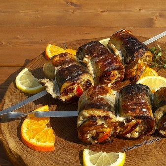 Шашлык из скумбрии с апельсином