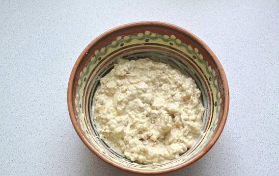 1. Этап. Овсяные лепешки в духовке: 5. Все тщательно перемешайте и оставьте минут на 15.