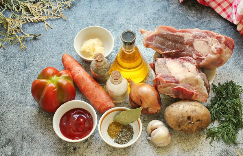 1. Этап. Суп Соуз: Подготовьте все необходимые ингредиенты для приготовления супа 