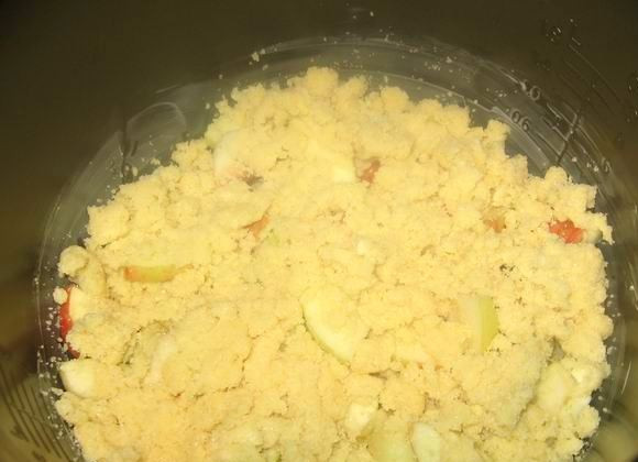 1. Этап. Песочный пирог в мультиварке: Далее идет тесто.