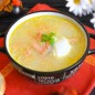 Salmon soup with sour cream