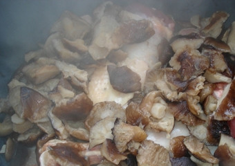 1. Этап. Индейка с яблоками в мультиварке: 2. Теперь добавим подготовленные грибы, в режиме 