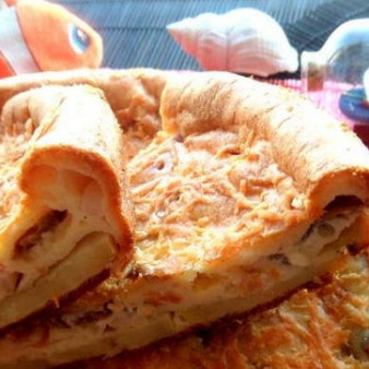 Наливной пирог с рыбой