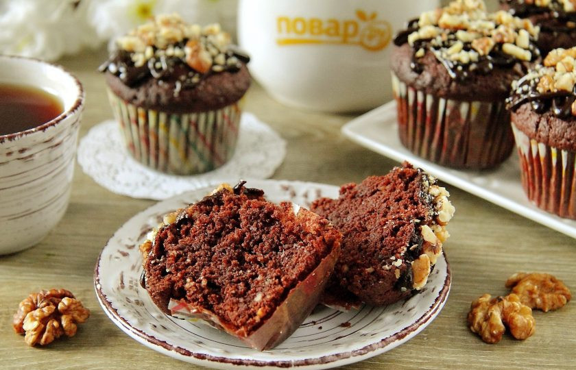 1. Этап. Шоколадно-ореховые кексы: Приятного аппетита!