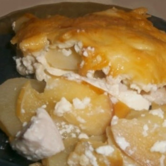 Курица с картошкой и яблоками