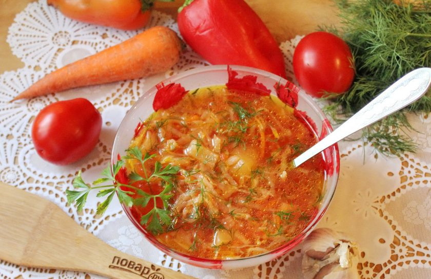 1. Этап. Борщ с яблочным уксусом: Борщ с яблочным уксусом готов. Подавайте на первое в обед. Можно добавить в тарелку сметану, но это на любителя.