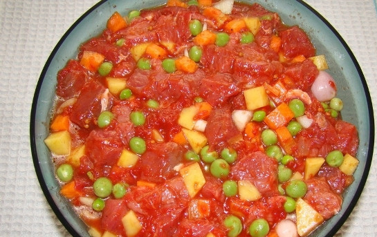 1. Этап. Кебаб в пергаменте: Хорошо перемешиваем.