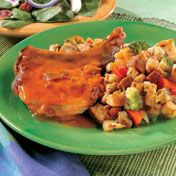 Baked Pork Chops with Garden Stuffing