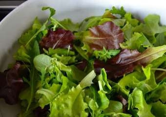 1. Этап. Салат с креветками и гранатом: Листья салата 