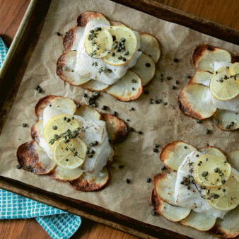 Lemon-Herb Sole on Crispy Potato Rafts