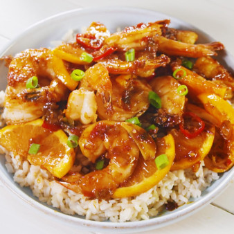 Chili Shrimp Skillet With Cara Cara Oranges