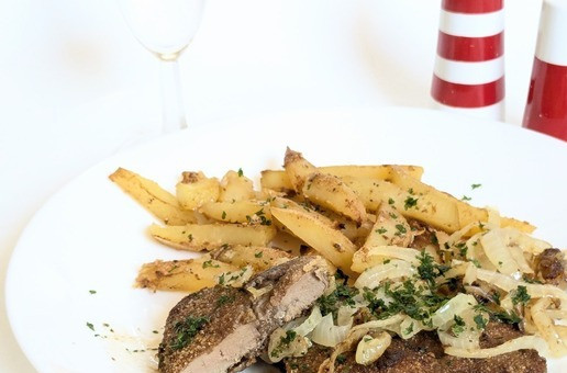 1. Этап. Шницель из говяжьей печени: И кусочек в разрезе.