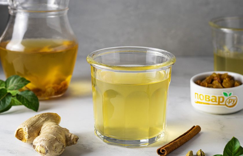 1. Этап. Имбирный настой: Перед подачей процедите настой.