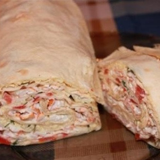 Роллы из лаваша с крабовыми палочками