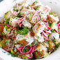 Red & white potato salad with pickled onions