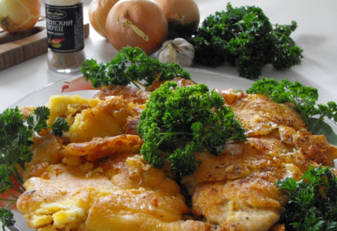 1. Этап. Курица в кляре на сковороде: Приятного аппетита!