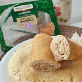 Толстые блины с ветчиной