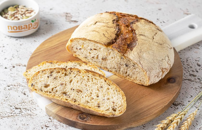 1. Этап. Ржано-пшеничный хлеб с семечками: Ржано-пшеничный хлеб с семечками готов, приятного вам аппетита!