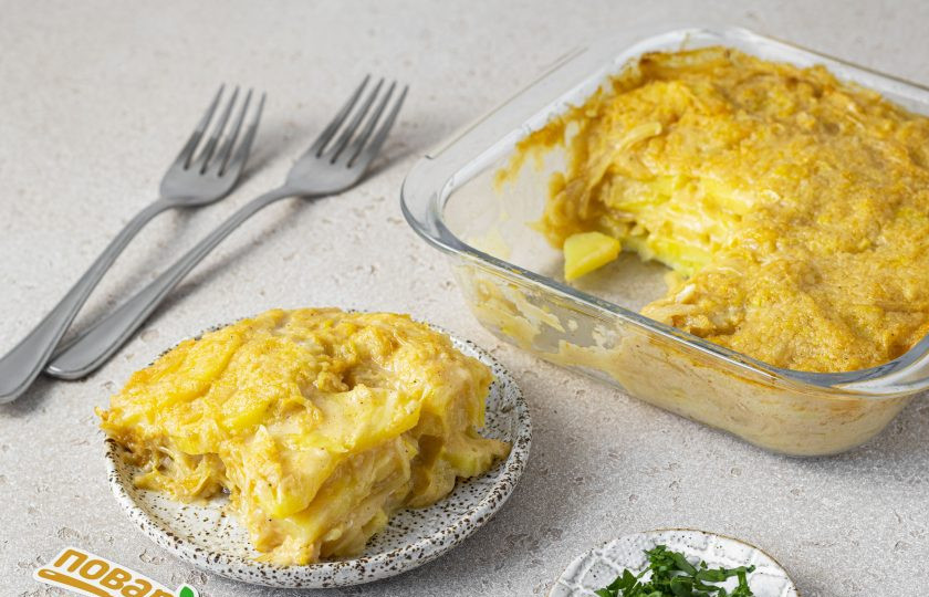 1. Этап. Постная картофельная запеканка с капустой: Постная картофельная запеканка с капустой готова, приятного аппетита!