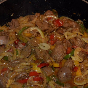 Рагу из печенки с овощами