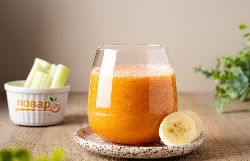 1. Этап. Фруктово-овощной смузи из сельдерея, моркови и банана: Смузи готов!