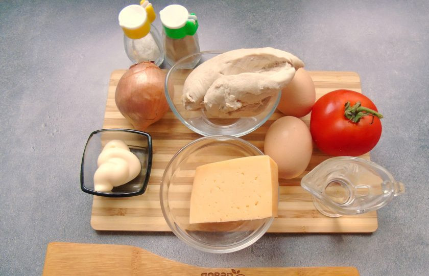 1. Этап. Салат Маринара: Подготовьте ингредиенты для приготовления салата 