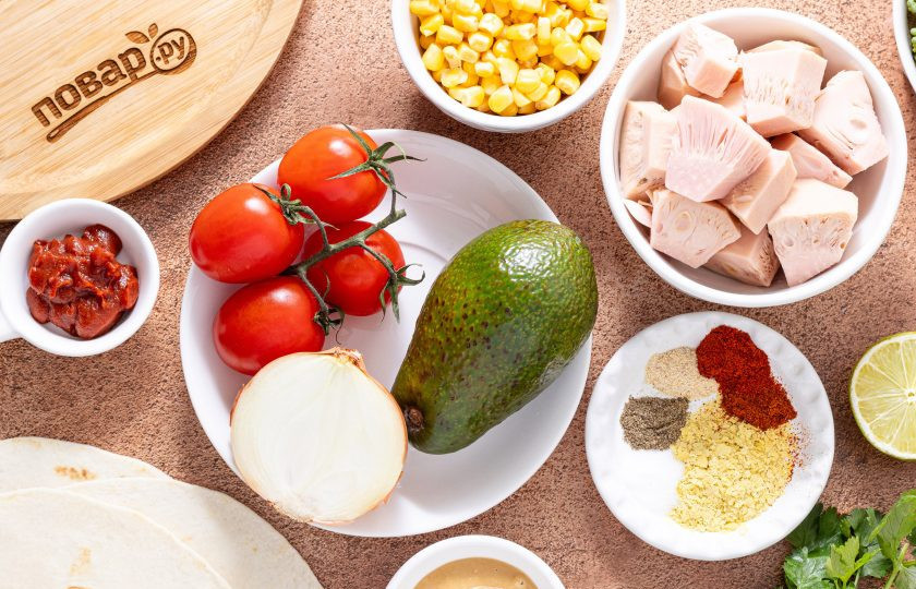 1. Этап. Веганское тако: Подготовьте все ингредиенты.