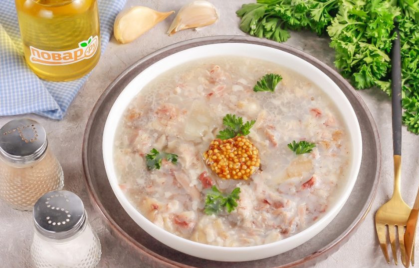 1. Этап. Холодец по-деревенски: Подайте к столу охлажденным с зерновой горчицей, свекольным хреном или васаби.