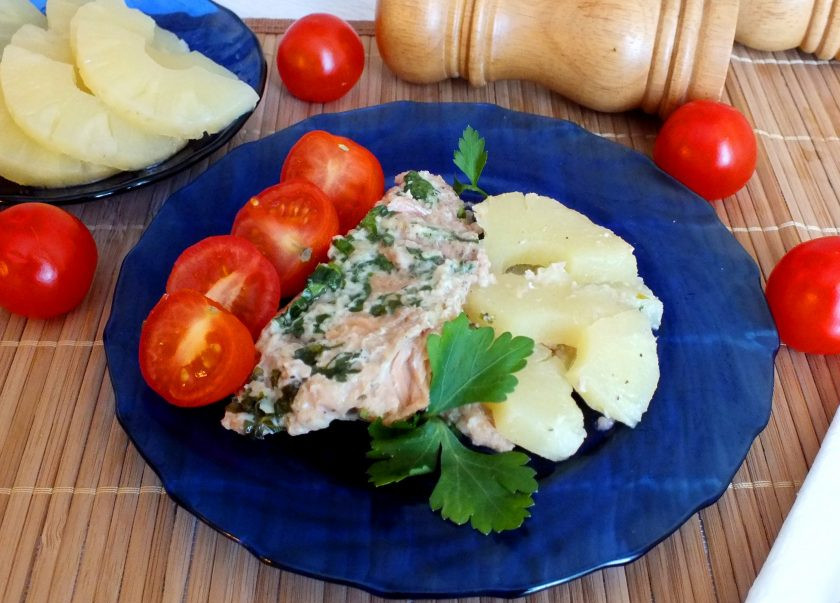 1. Этап. Горбуша с ананасами в духовке: Приятного аппетита!