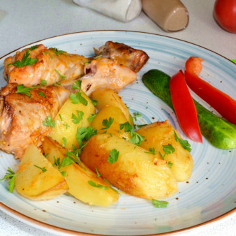 Картошка с куриными ножками в рукаве