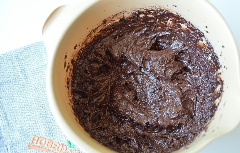 1. Этап. Аппетитный брауни: 7. Тесто готово! Включите духовку на 160 градусов, пусть прогревается.
