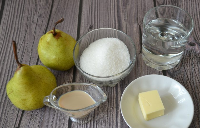 1. Этап. Карамелизированная груша: Подготовьте ингредиенты.