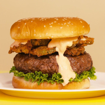 Pickle My Funny Bone Burger