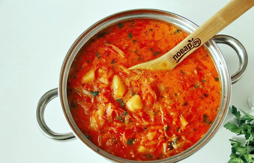 1. Этап. Борщ для детей: Все перемешайте, доведите до кипения, накройте крышкой, снимите с огня и дайте настояться 15-20 минут. Борщ для детей готов.