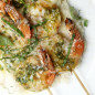Pesto Shrimp Skewers with Cauliflower Mash