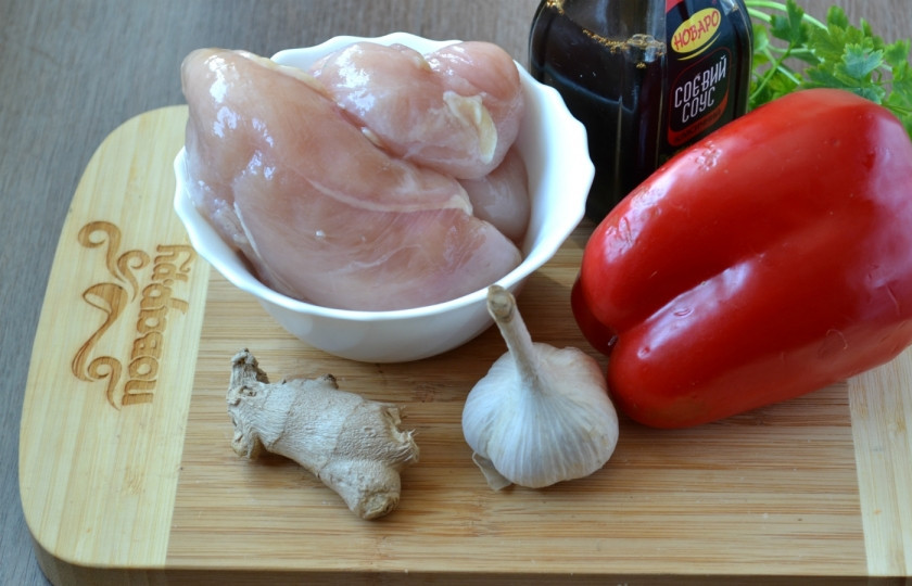 1. Этап. Курица в кисло-сладком соусе по-китайски: Подготовьте все необходимые ингредиенты.