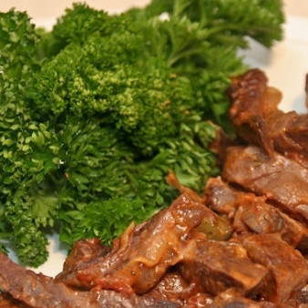 Говяжье легкое на сковороде