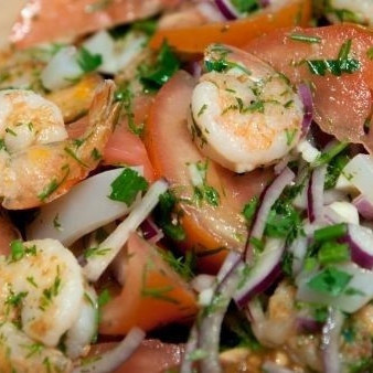 Салат из кальмара и креветок