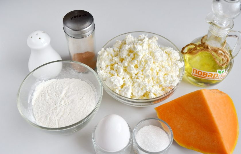 1. Этап. Сырники с тыквой: 1. Подготовьте продукты, приступим!