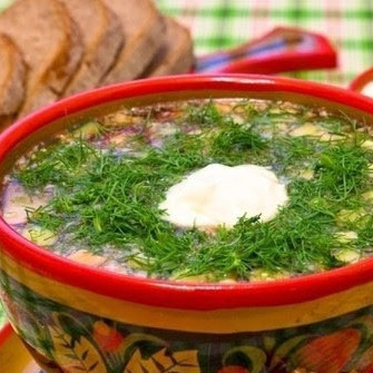 Окрошка на квасе (классическая с колбасой)