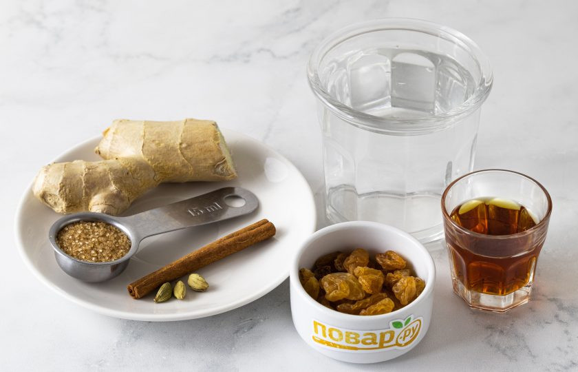 1. Этап. Имбирный настой: Подготовьте все ингредиенты.