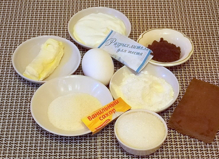 1. Этап. Шоколадный манник с шоколадом: Ингредиенты.